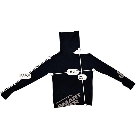 PAIGE Raundie Wool Cold Shoulder Cut Out Turtleneck Sweater Size XS Black Edgy - Picture 8 of 9